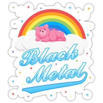 Black metal teddy - Sticker size S (10 x 10 cm) - white matte - Front