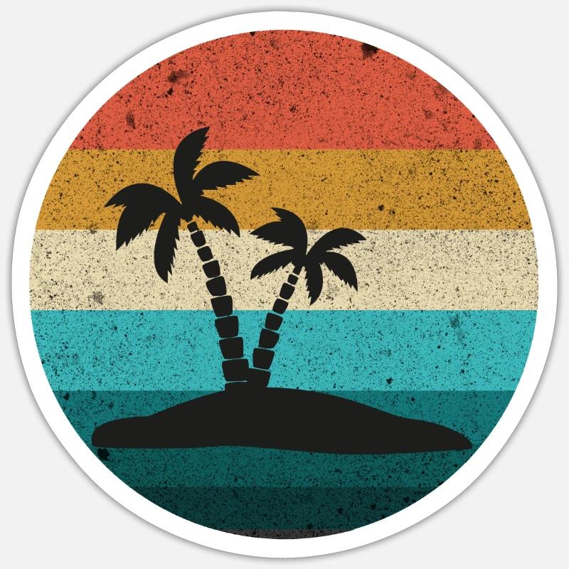 coucher soleil retro - Sticker taille S (10 x 10 cm) - blanc mat