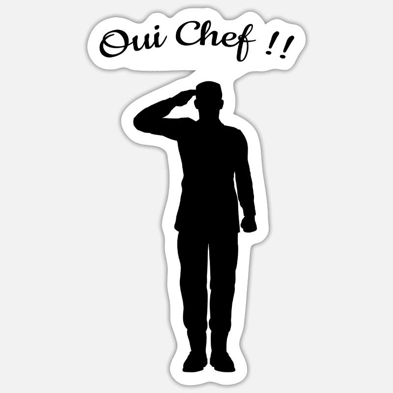 OUI Chef !! - Sticker taille S (10 x 10 cm) - blanc mat