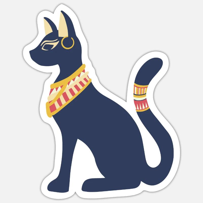 Déesse Bastet - Chat d'Egypte - Sticker taille S (10 x 10 cm) - blanc mat