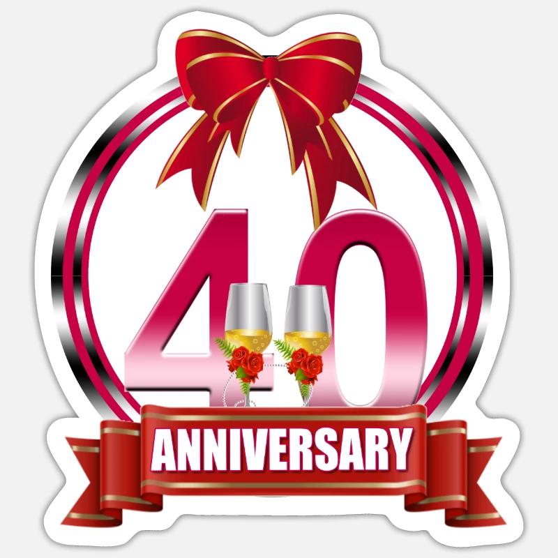 40. Hochzeitstag Ruby Hochzeitstag - Sticker Größe S (10 x 10 cm) - Mattweiß
