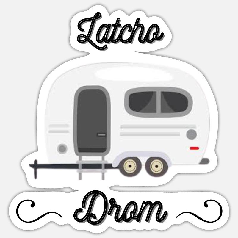 latcho drom - Sticker taille S (10 x 10 cm) - blanc mat