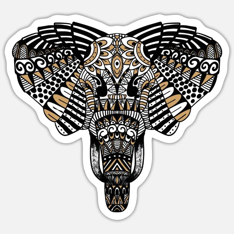Elefant Mandala perfekte Geschenkidee Sticker Größe S (10 x 10 cm)
