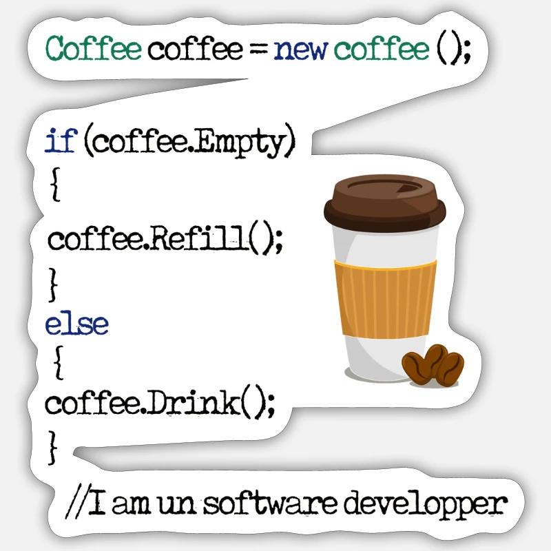 Kaffee - Sticker Größe S (10 x 10 cm) - Mattweiß