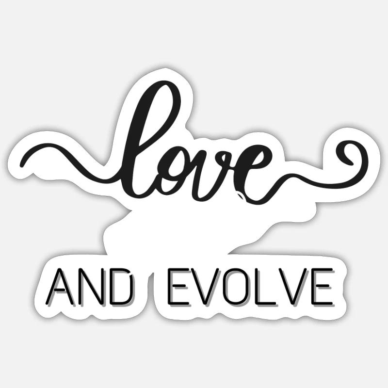 love and evolve - Sticker size S (10 x 10 cm) - white matte