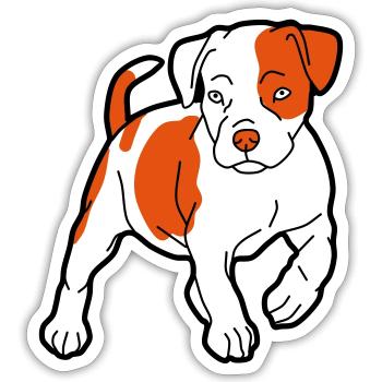 Orangener Hund Cartoon Muster - Sticker Größe S (10 x 10 cm) - Mattweiß - Vorne