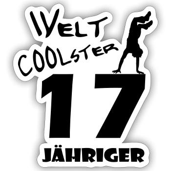 D00321 Welt coolster 17 jähriger Druckdatei - Sticker Größe S (10 x 10 cm) - Mattweiß - Vorne