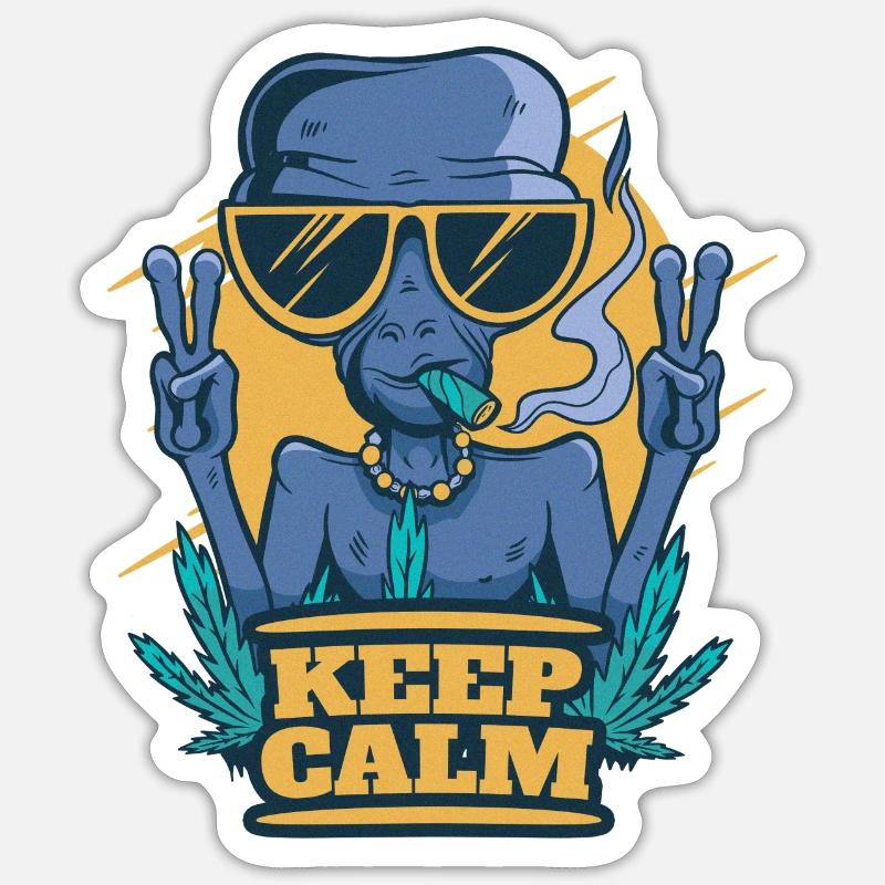 Keep Calm Alien Joint Weed Ufo Sticker taille S (10 x 10 cm)