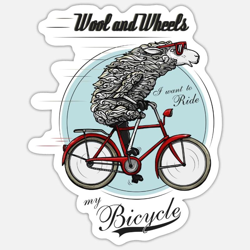 Wool and Wheels - Sticker Größe S (10 x 10 cm) - Mattweiß