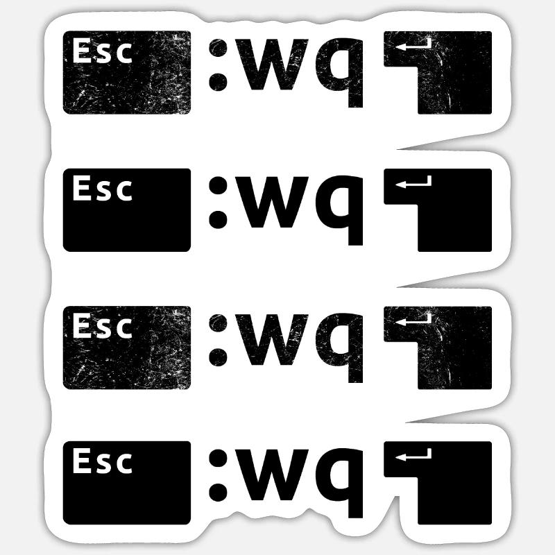 Vim beenden Sticker 4er Pack Sticker Größe S (10 x 10 cm)