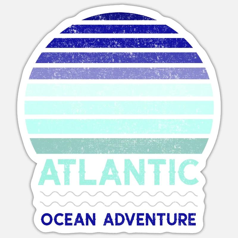 ATLANTIC - Ocean Adventure Sunset Blue, Azzurro - Sticker formato S (10 x 10 cm) - bianco opaco