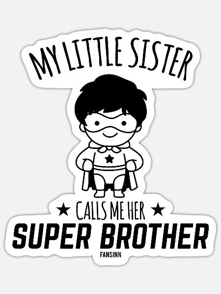 Brudergeschenk Superheld Beschützer - Sticker Größe S (10 x 10 cm) - Mattweiß