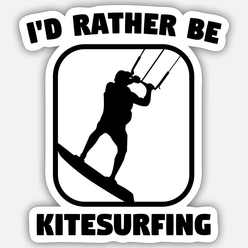 I'd rather be kitesurfing - Sticker size S (10 x 10 cm) - white matte