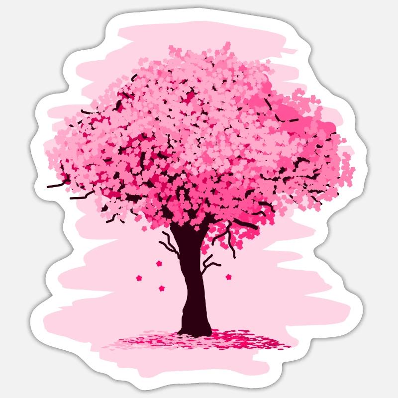 Arbre Sakura - Sticker taille S (10 x 10 cm) - blanc mat