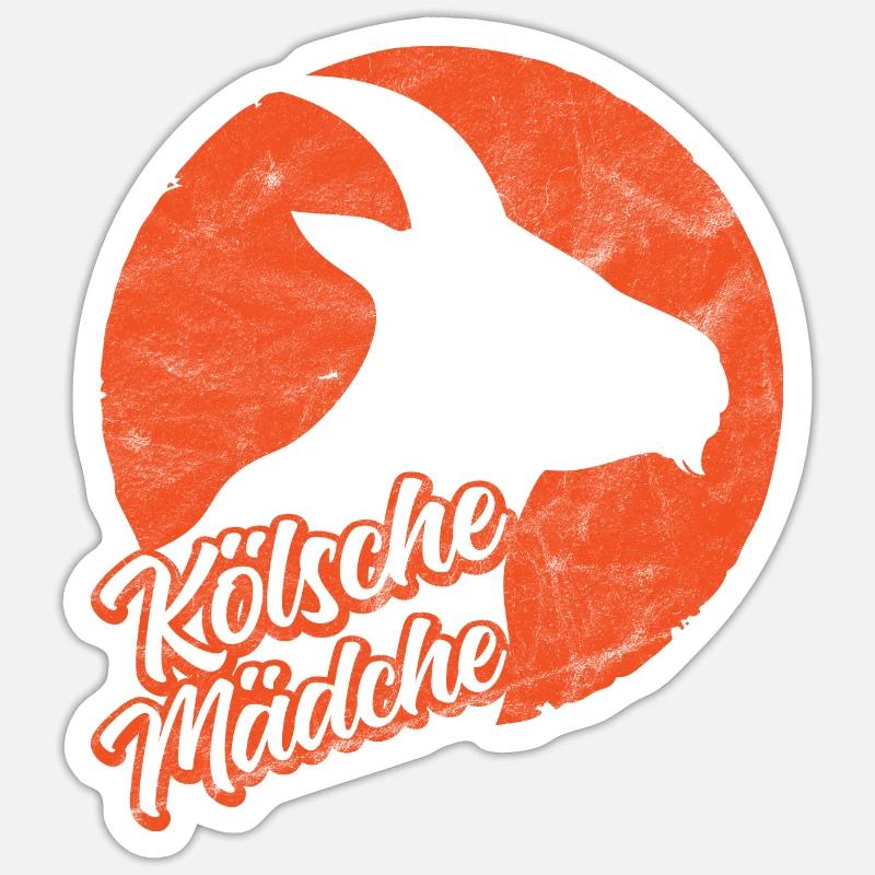 Kölsche Mädche Köln Kölnerin Geißbock - Sticker Größe S (10 x 10 cm) - Mattweiß