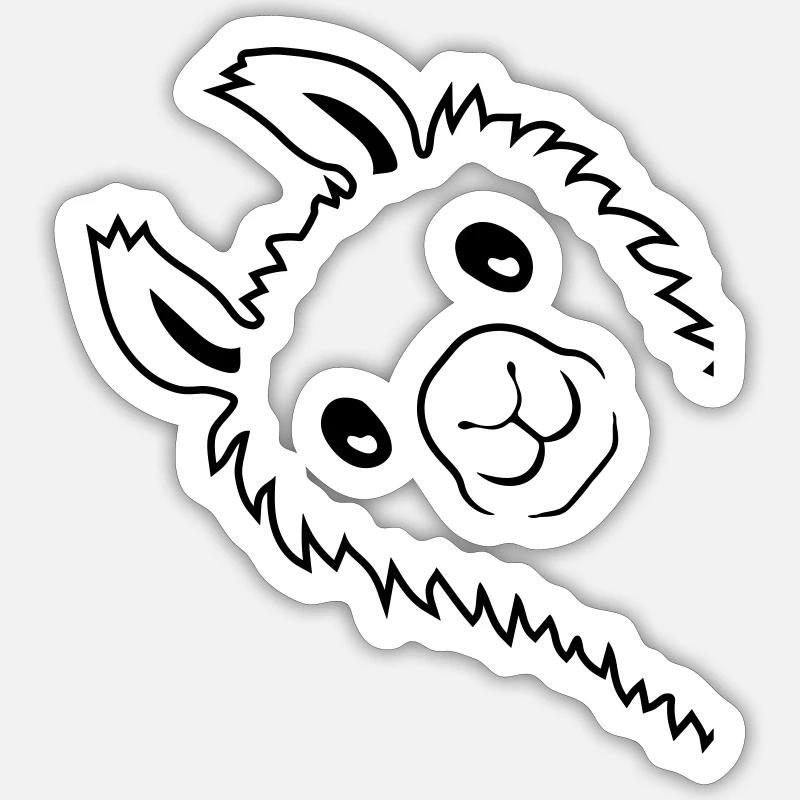 L’alpaga regarde sur le latéral Sticker taille S (10 x 10 cm)
