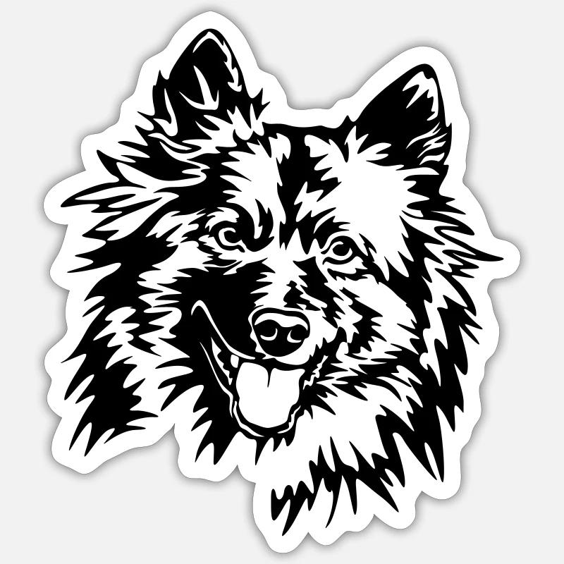 Tête de loup - Sticker taille S (10 x 10 cm) - blanc mat