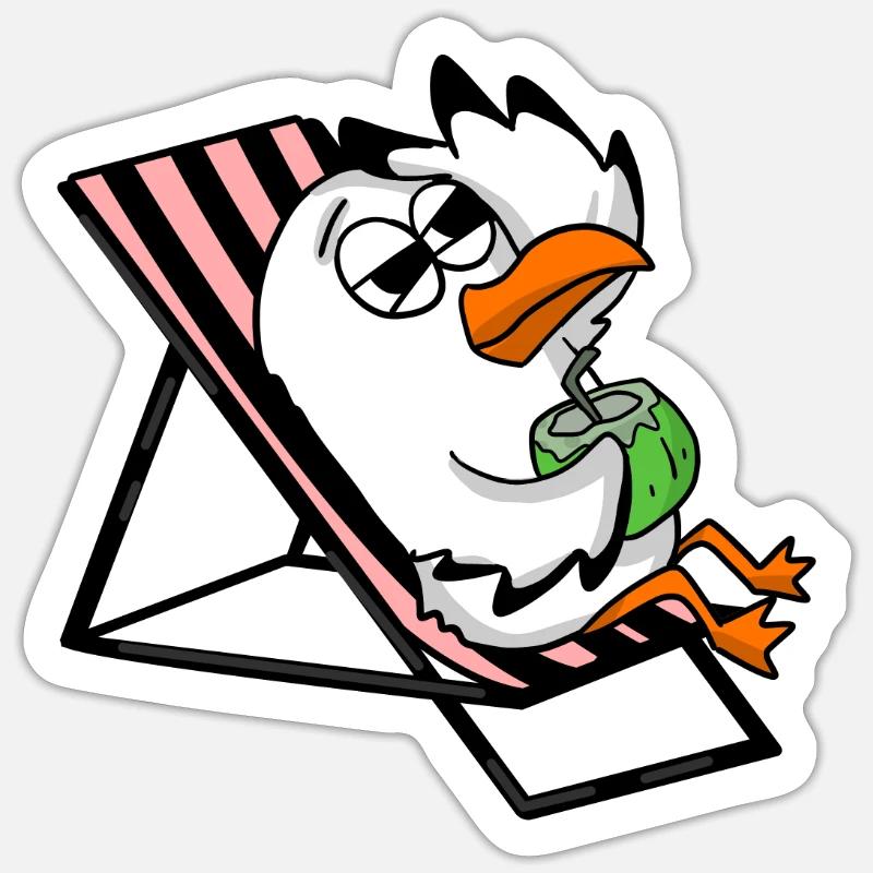 Möwe am Strand - Sticker Größe S (10 x 10 cm) - Mattweiß