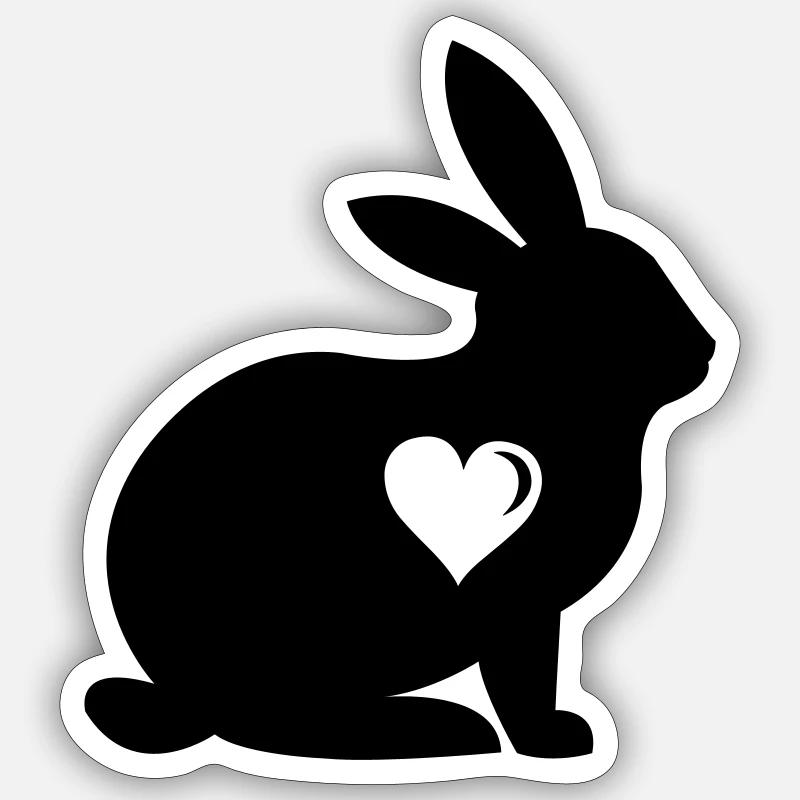 lapins amour - Sticker taille S (10 x 10 cm) - blanc mat