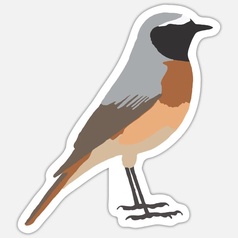 Gartenrotschwanz - Sticker Größe S (10 x 10 cm) - Mattweiß