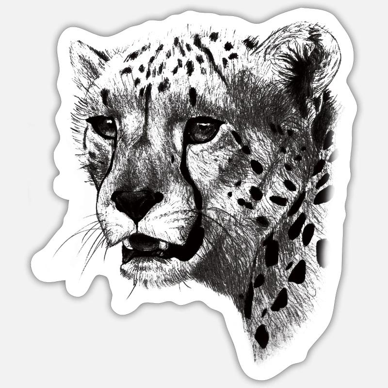 visage de guépard - Sticker taille S (10 x 10 cm) - blanc mat