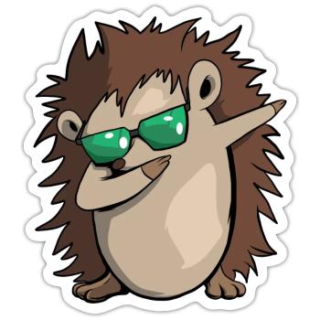 Dabbing Hedgehog - Sticker size S (10 x 10 cm) - white matte - Front