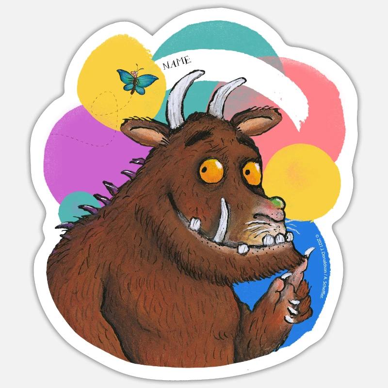 Der Grüffelo Farbklecks Personalisierbar mit Name - Sticker Größe S (10 x 10 cm) - Mattweiß