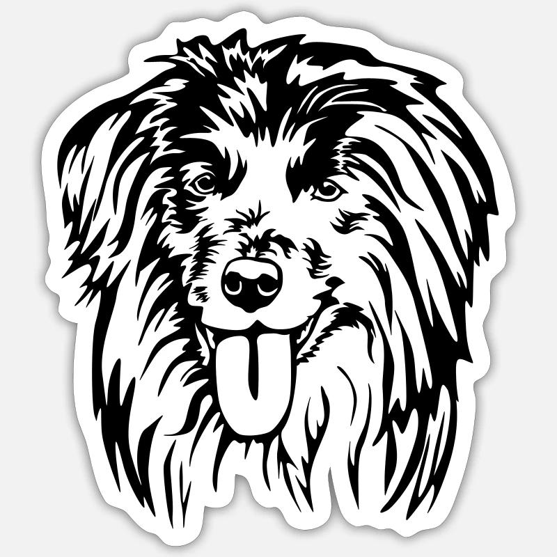 Berger des Pyrénées Tête - Sticker taille S (10 x 10 cm) - blanc mat