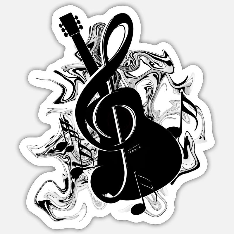 guitar - Sticker size S (10 x 10 cm) - white matte