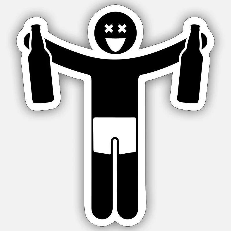 party man drinking - Sticker size S (10 x 10 cm) - white matte