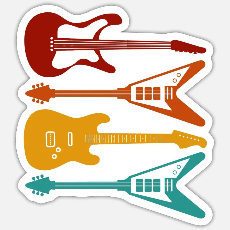 Guitares - Sticker taille S (10 x 10 cm) - blanc mat