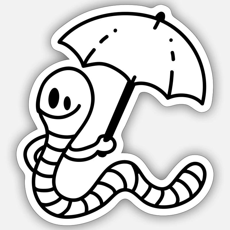 Earthworm - line - Sticker size S (10 x 10 cm) - white matte