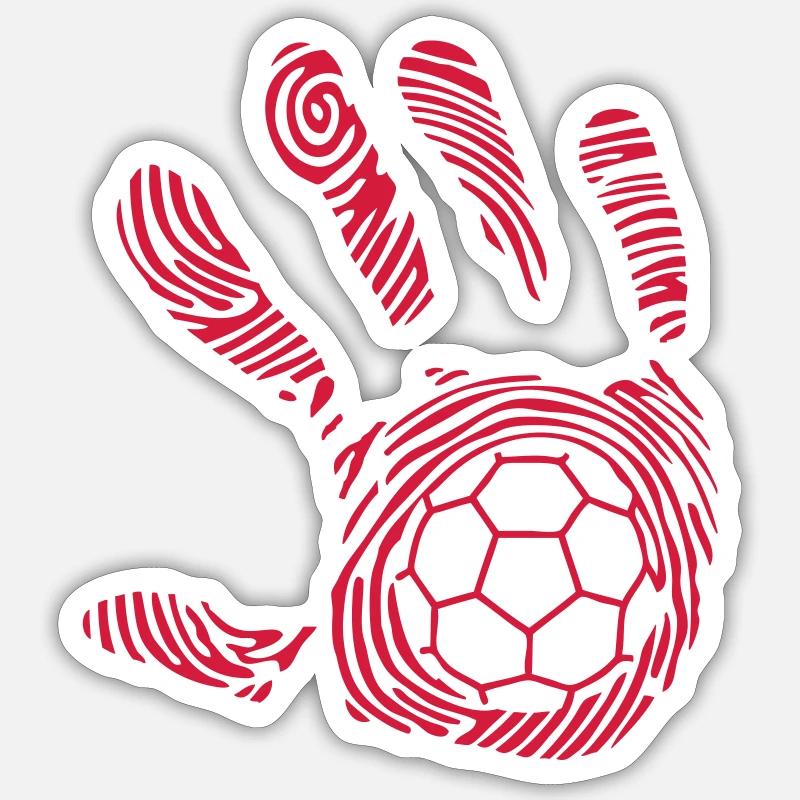 handball empreinte main - Sticker taille S (10 x 10 cm) - blanc mat