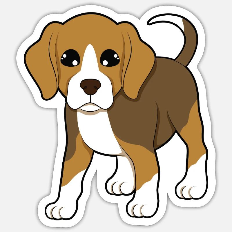 Beagle - Sticker taille S (10 x 10 cm) - blanc mat