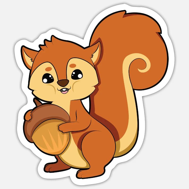 Écureuils - Sticker taille S (10 x 10 cm) - blanc mat