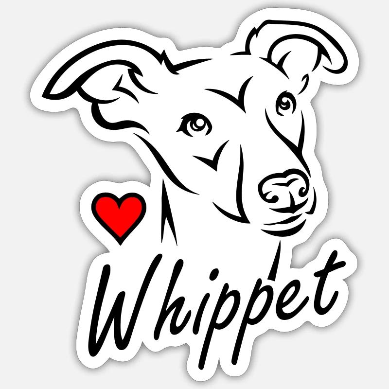 Whippet ❤ Sticker taille S (10 x 10 cm)