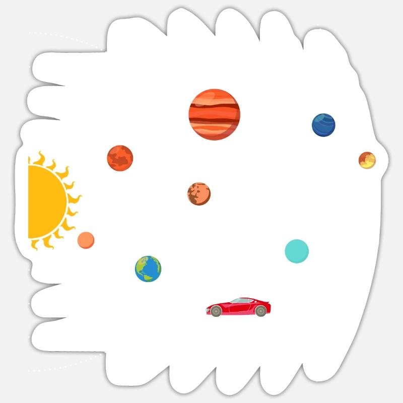 Tesla dans Space Solar System SpaceX - Sticker taille S (10 x 10 cm) - blanc mat