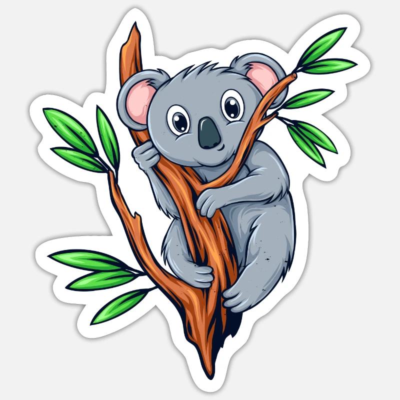 Koala ours koala bambou - Sticker taille S (10 x 10 cm) - blanc mat