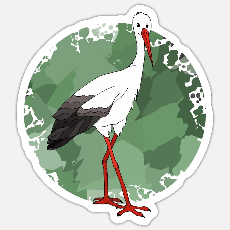 Cigogne - Sticker taille S (10 x 10 cm) - blanc mat