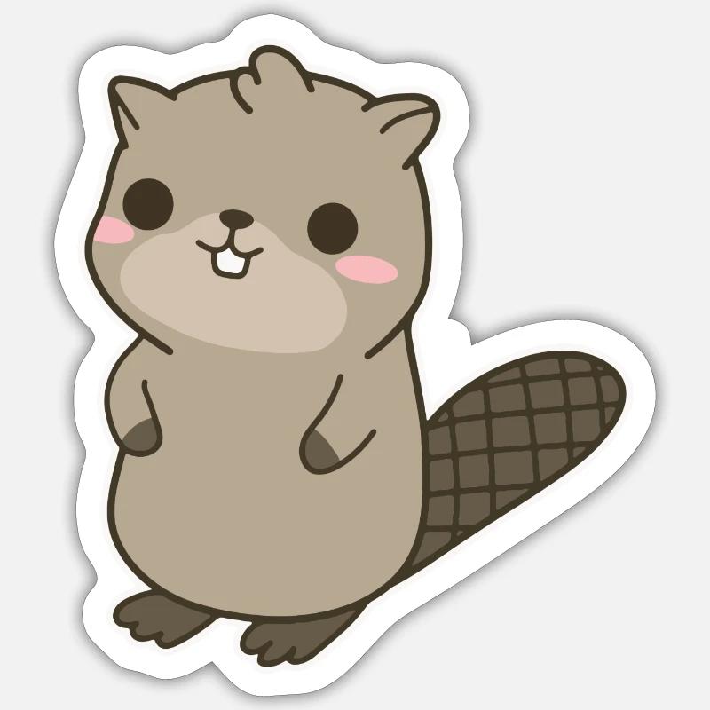 Biber - Sticker Größe S (10 x 10 cm) - Mattweiß