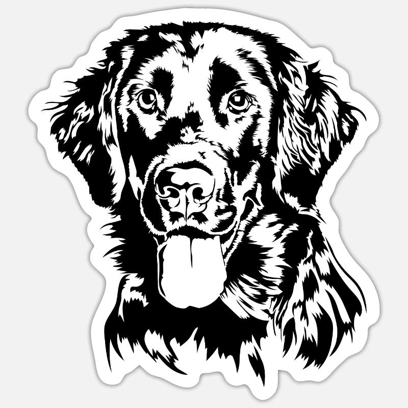 PLAT COATED RETRIEVER Chien chien de chasse Wilsigns - Sticker taille S (10 x 10 cm) - blanc mat