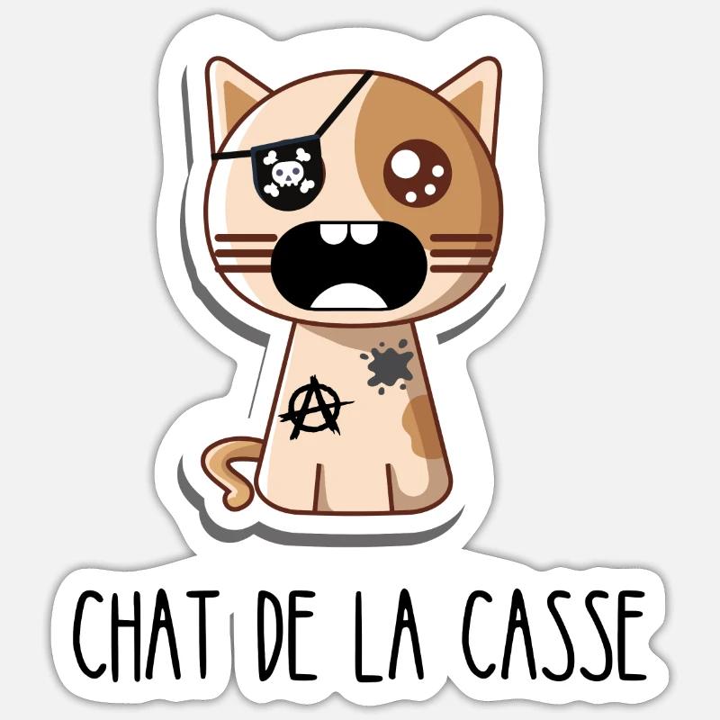 Chat de la casse - Sticker taille S (10 x 10 cm) - blanc mat