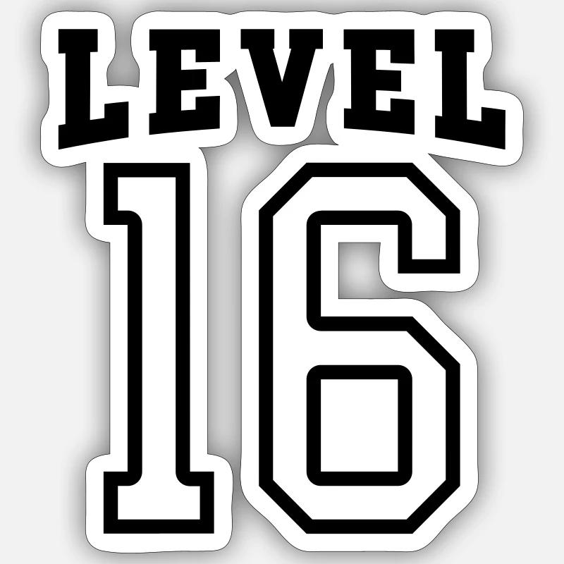 Niveau 16 anniversaire - Sticker taille S (10 x 10 cm) - blanc mat