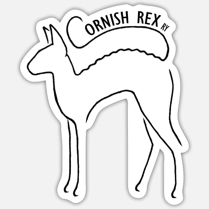 Cornish rex ry logo noir - Sticker taille S (10 x 10 cm) - blanc mat