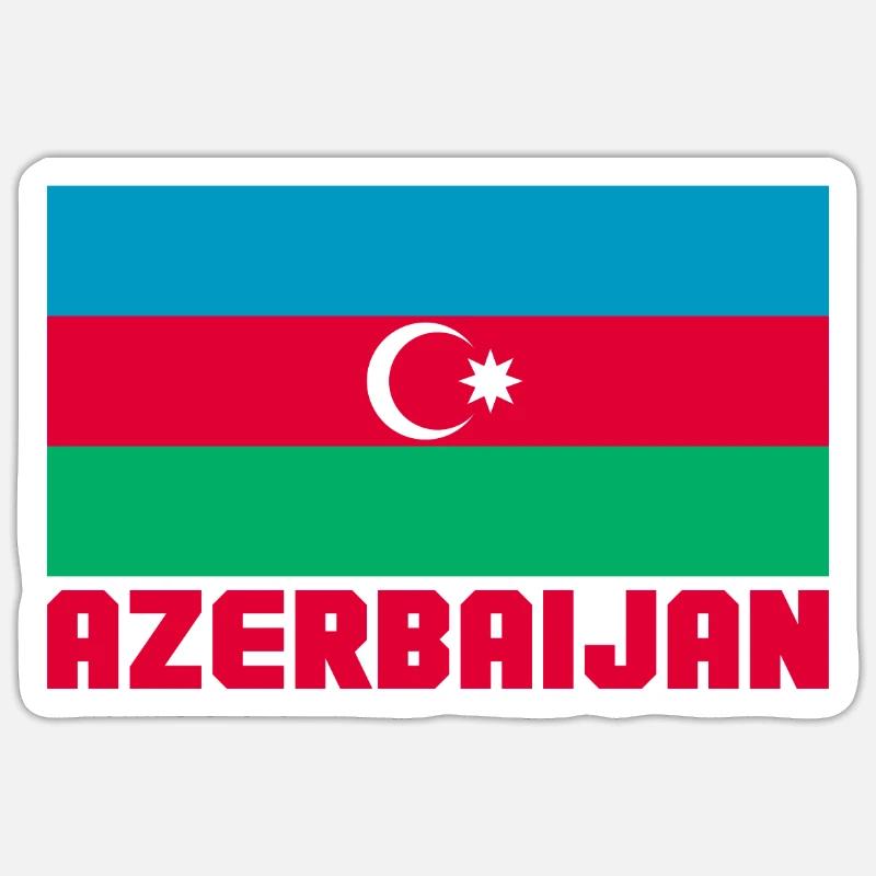 Azerbaïdjan - Sticker taille S (10 x 10 cm) - blanc mat