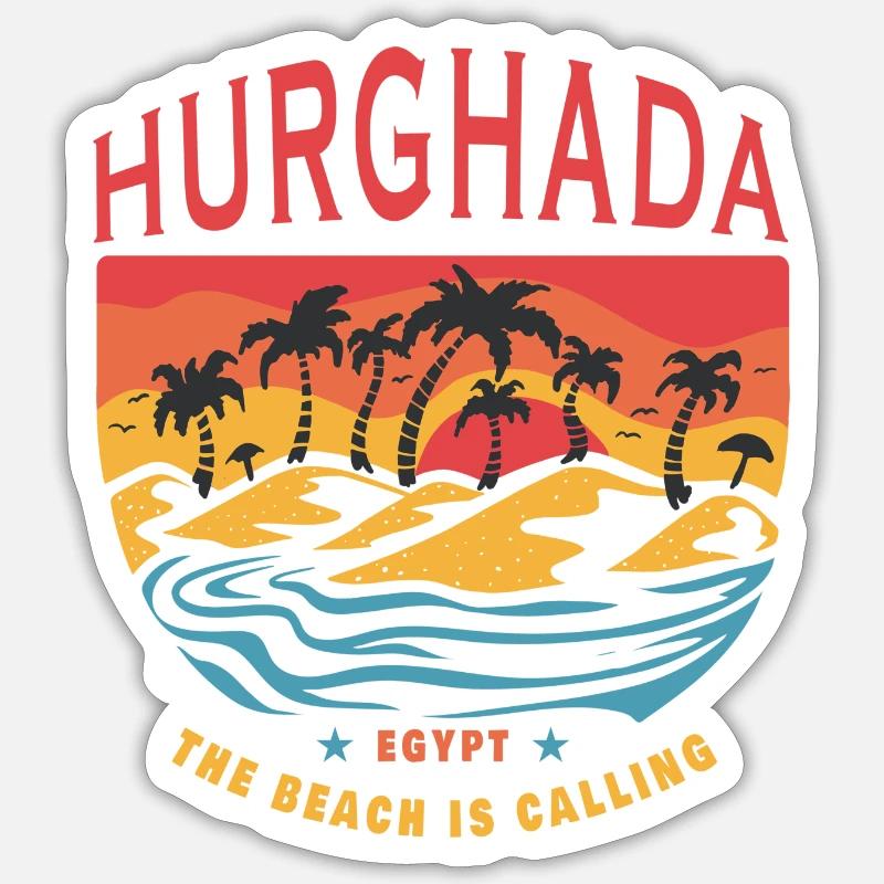 Design de plage Hurghada Egypt - Sticker taille S (10 x 10 cm) - blanc mat