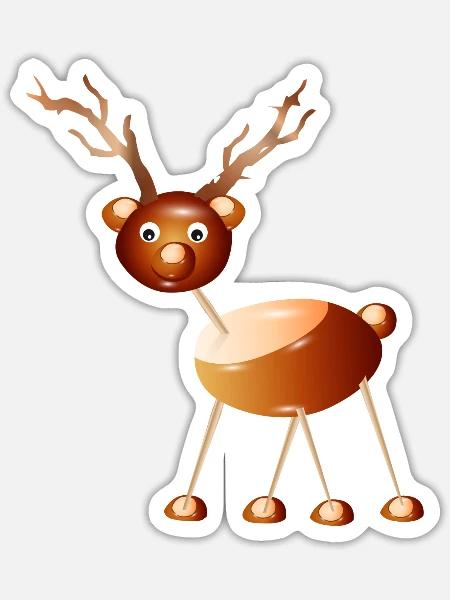Hirsch aus Kastanien - Sticker Größe S (10 x 10 cm) - Mattweiß