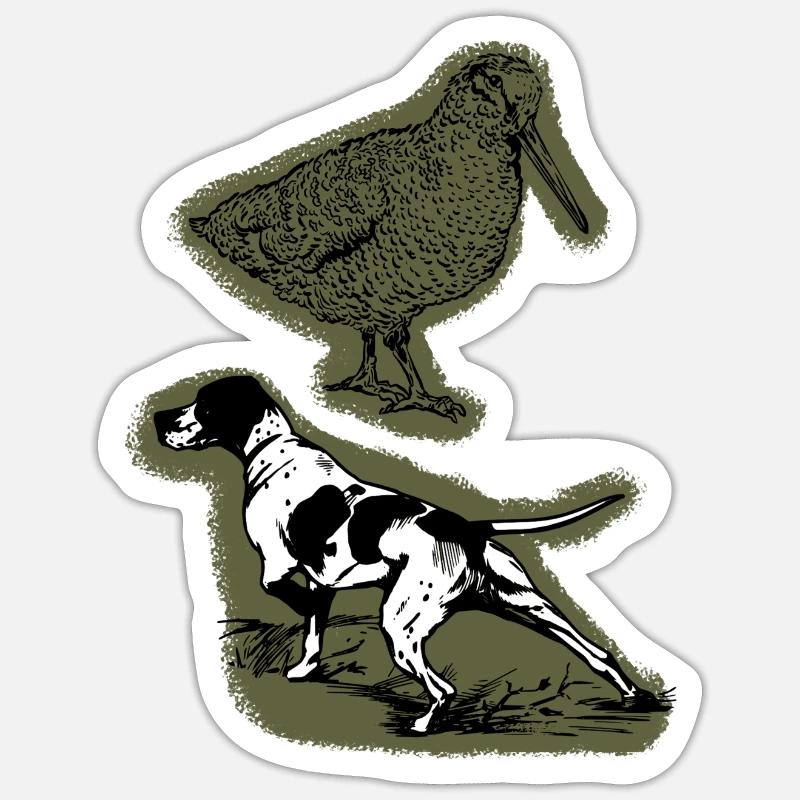 OBV – Bécasse et chien d’arrêt pointer 2 Sticker taille S (10 x 10 cm)
