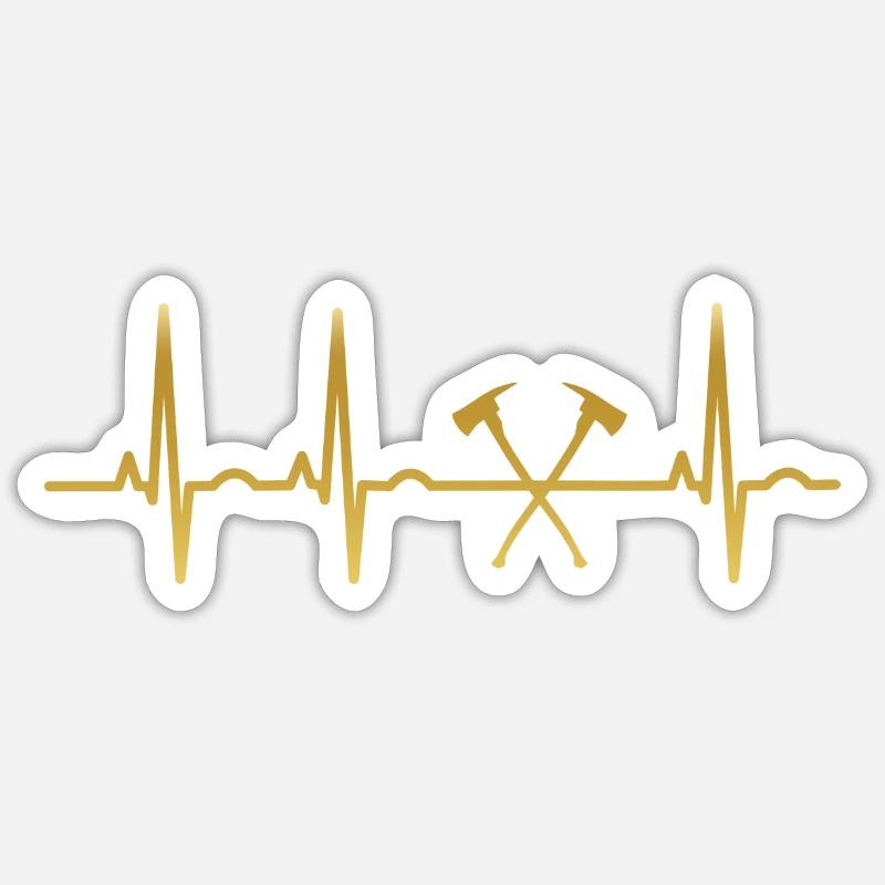 evolution ekg heartbeat FEUERWEHRMANN - Sticker Größe S (10 x 10 cm) - Mattweiß