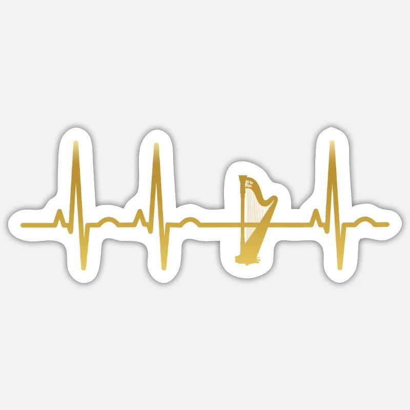 evolution ekg heartbeat harp harp - Sticker size S (10 x 10 cm) - white matte